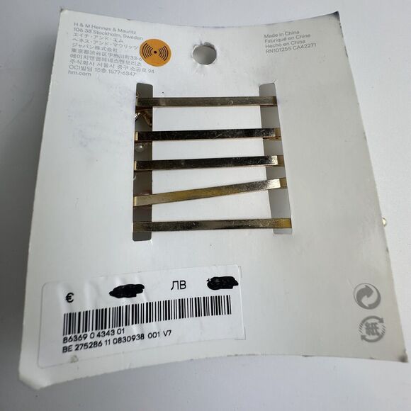 H&M Hairpins set-of-four, Faux Pearls, & Rhinestones , Gold, J-01 - Picture 3 of 5